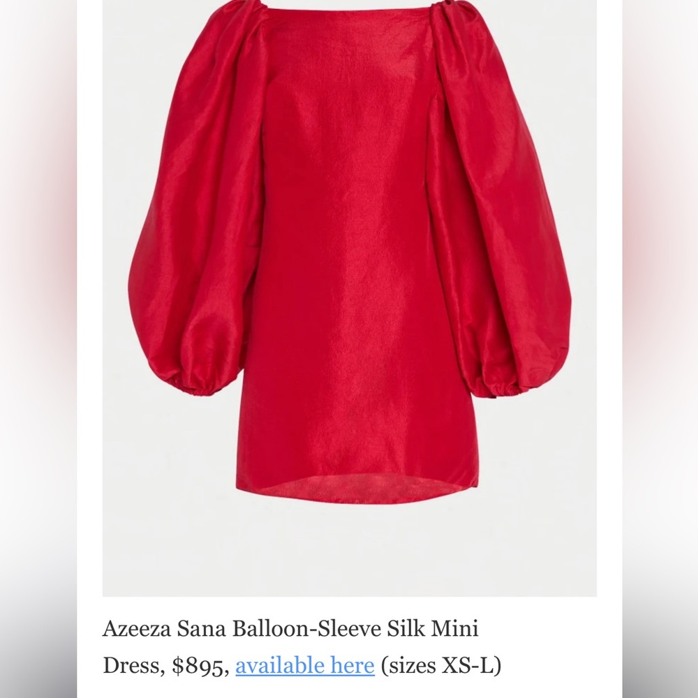 Azeeza Sana Balloon-Sleeve Silk Mini